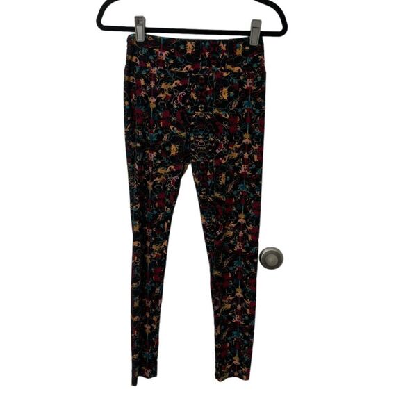 LulaRoe SZ OS multicolored abstract print leggings on black background - Picture 1 of 3